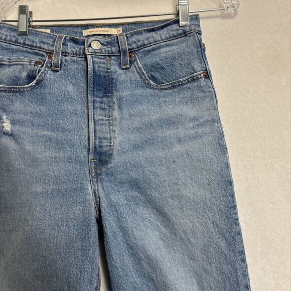 Levi's Premium Jeans Women's 28 Ribcage Straight Ankle High Rise Button Fly Blue - Picture 2 of 16